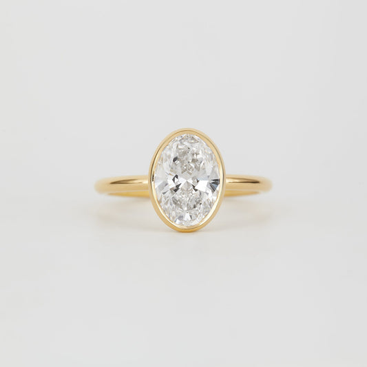 Oval Lab-Grown Diamond Bezel Hidden Halo Engagement Ring