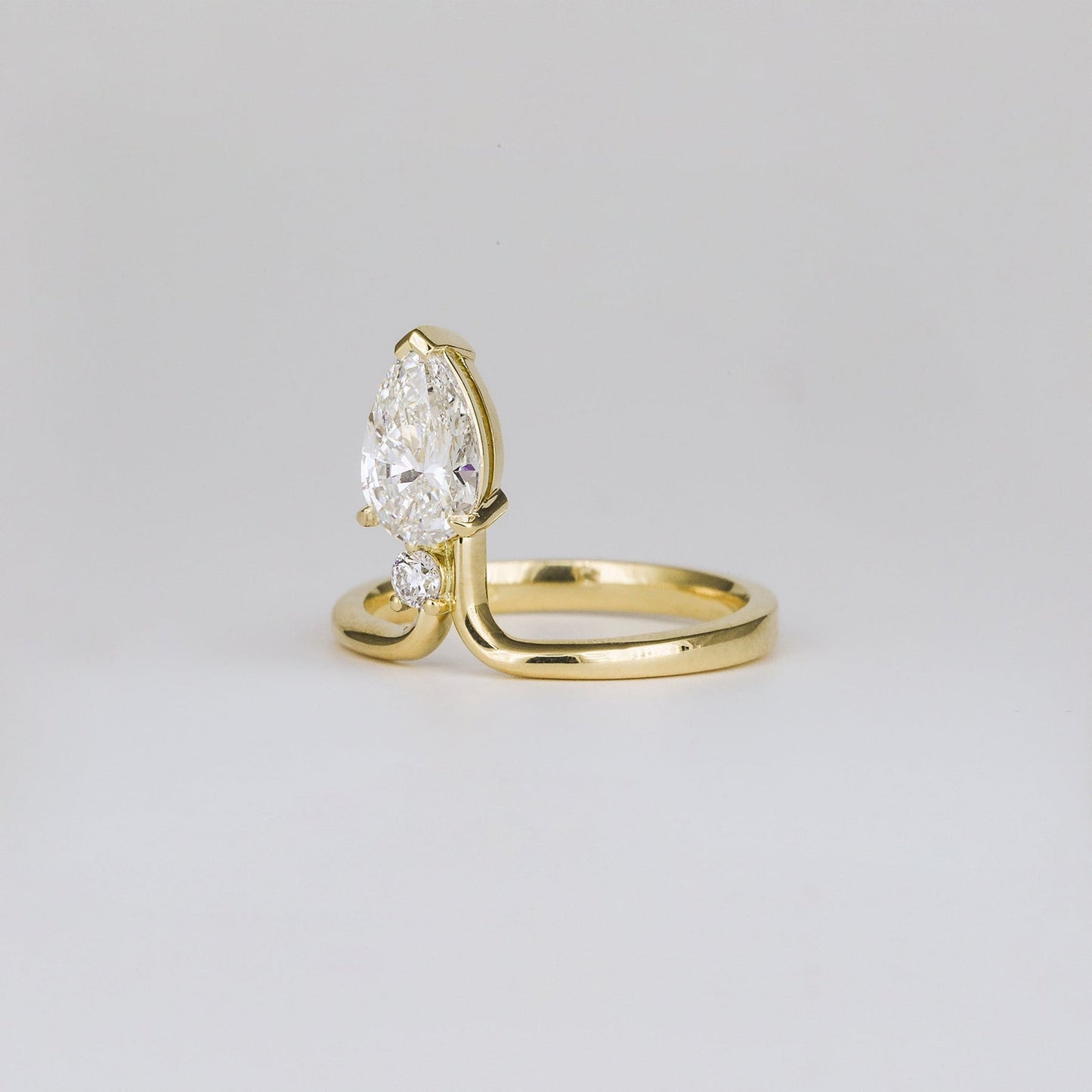 Pear Lab-Grown Diamond Crown Split Band Engagement Ring
