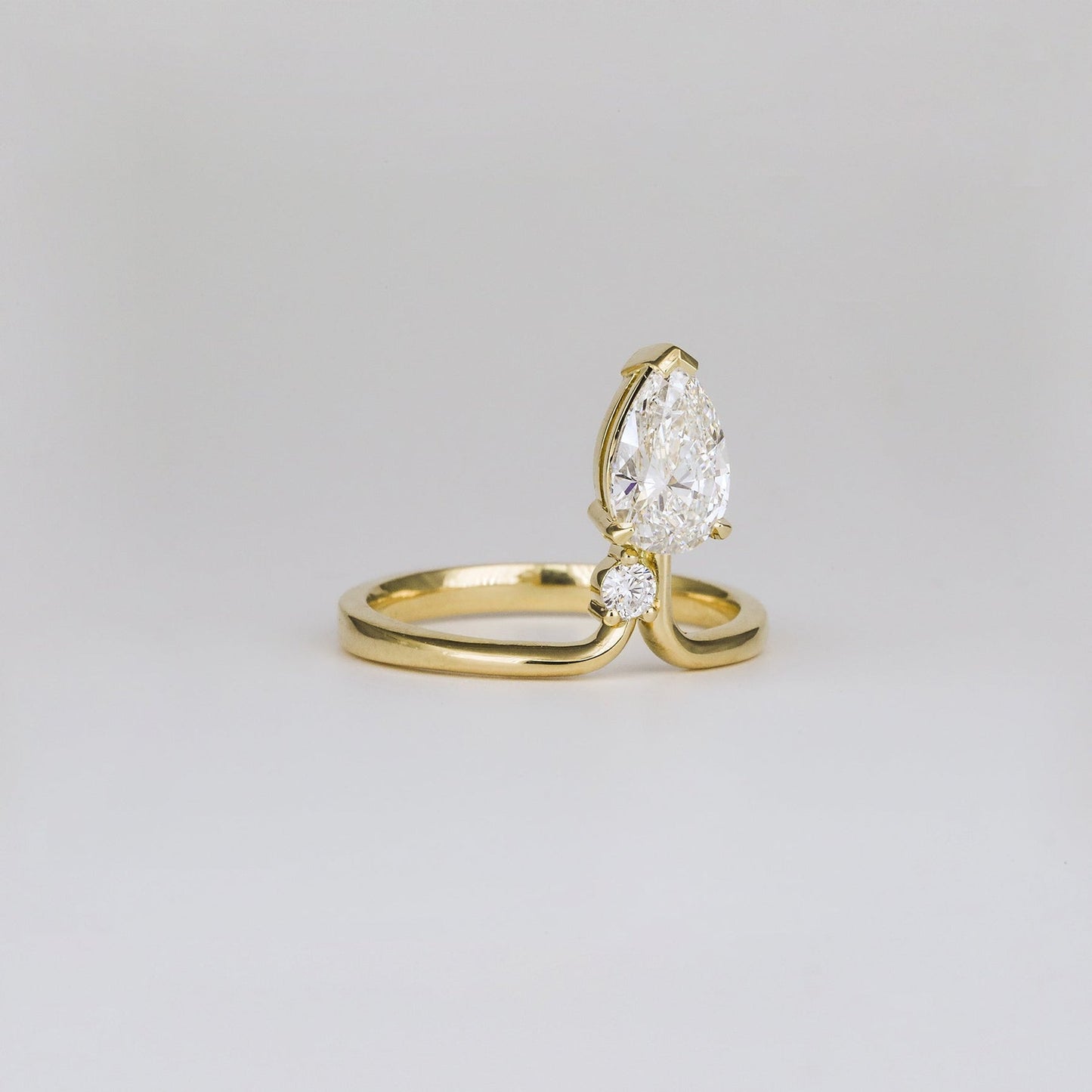 Pear Lab-Grown Diamond Crown Split Band Engagement Ring