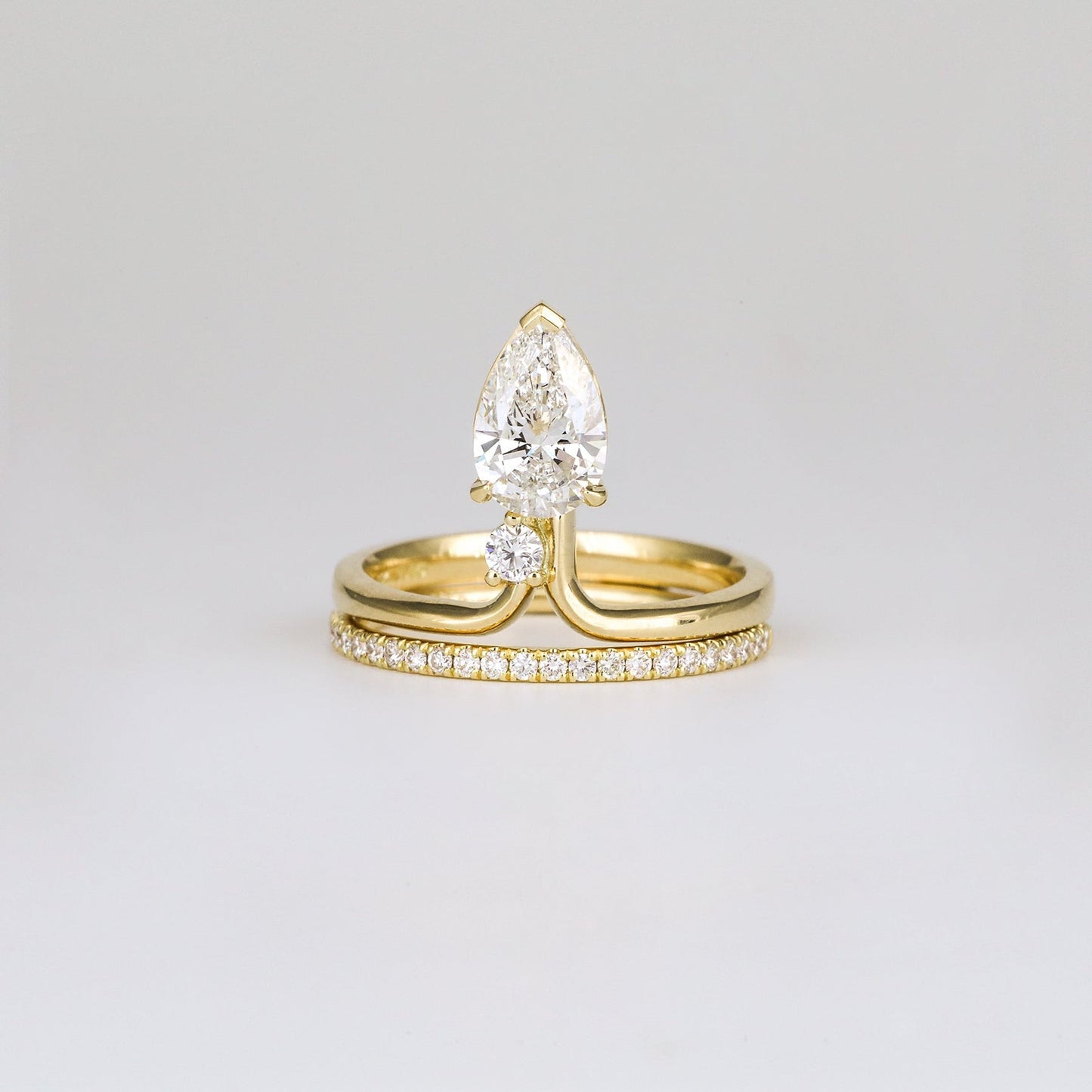 Pear Lab-Grown Diamond Crown Split Band Engagement Ring