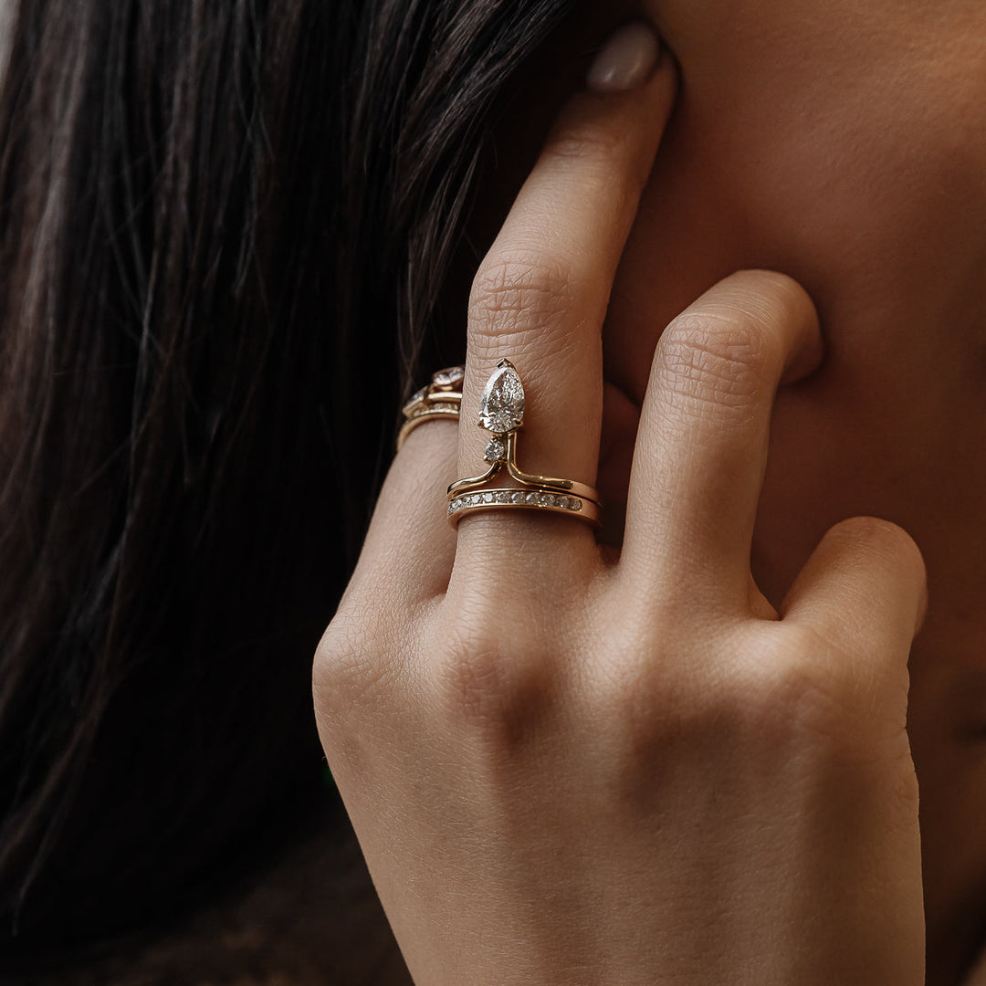 Pear Lab-Grown Diamond Crown Split Band Engagement Ring
