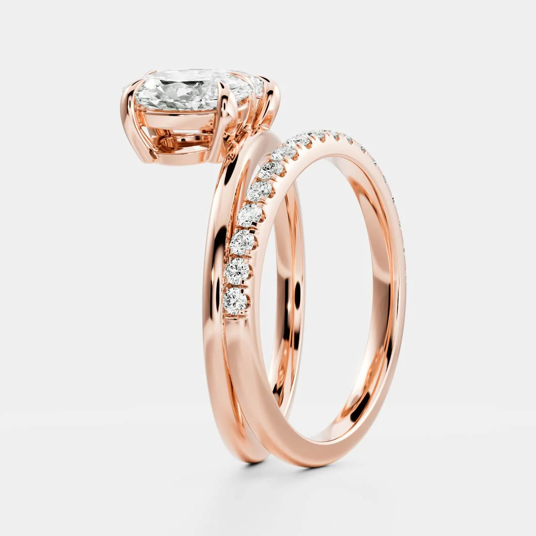 Mirrored Oval & Pear Lab-Grown Diamond Toi et Moi Engagement Ring