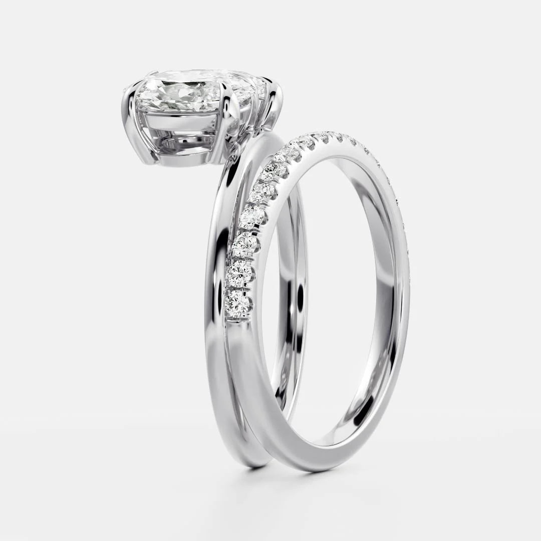 Mirrored Oval & Pear Lab-Grown Diamond Toi et Moi Engagement Ring