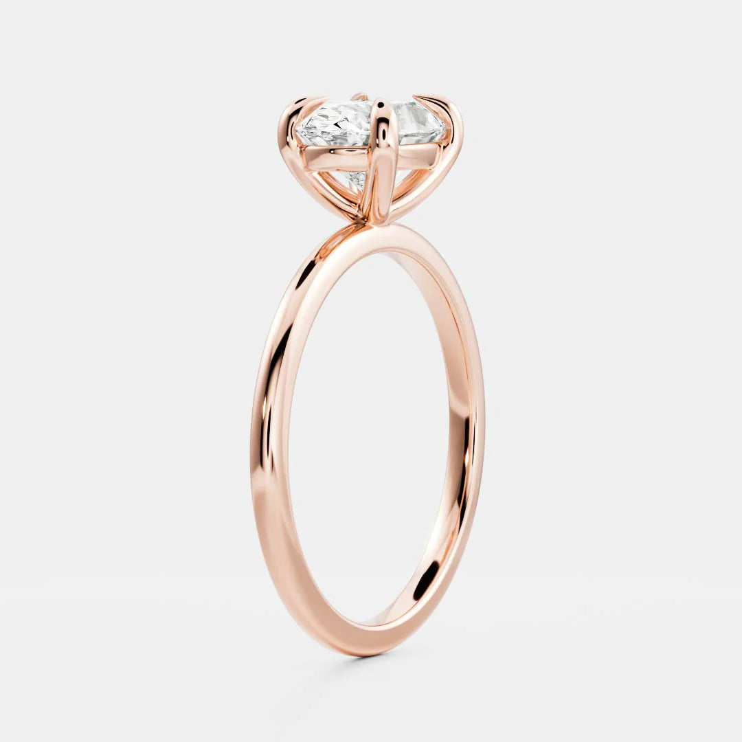 Oval Lab-Grown Diamond Solitaire Engagement Ring with Slim Tapered Band