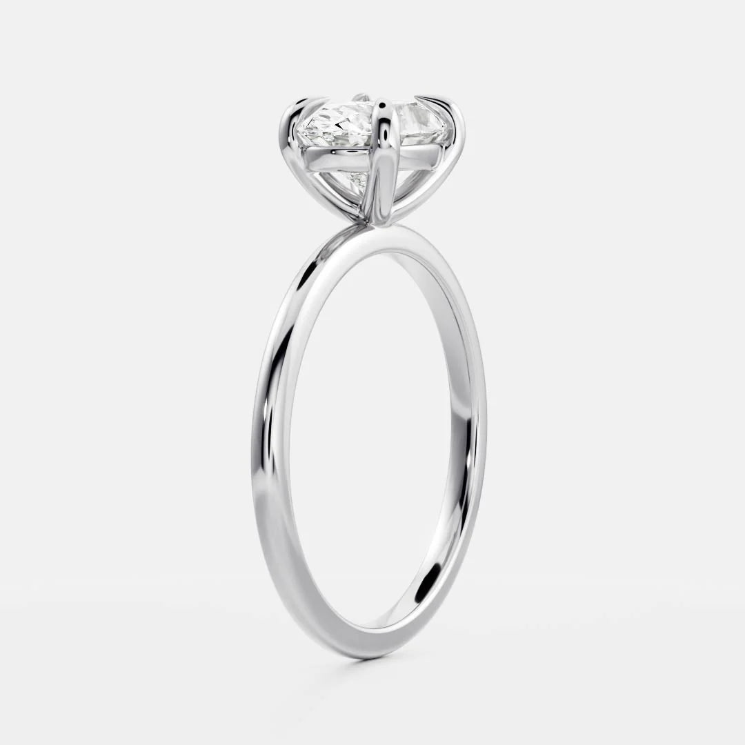 Oval Lab-Grown Diamond Solitaire Engagement Ring with Slim Tapered Band