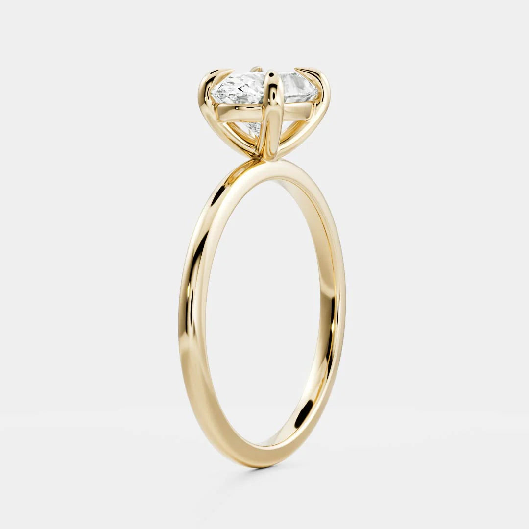 Oval Lab-Grown Diamond Solitaire Engagement Ring with Slim Tapered Band