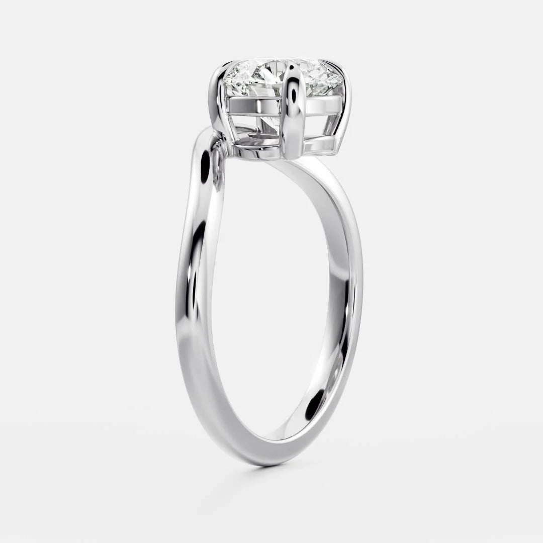 Round Brilliant Lab-Grown Diamond Bypass Solitaire Engagement Ring