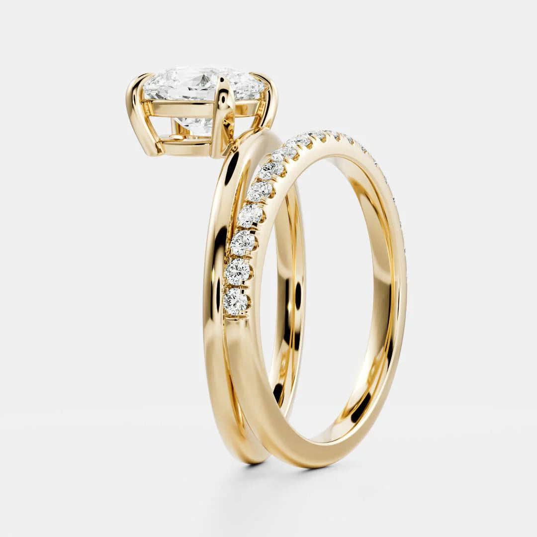 Elongated Cushion Cut Lab-Grown Diamond Solitaire Engagement Ring with Dome Band