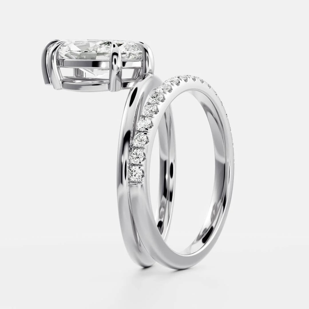 Marquise Cut Lab-Grown Diamond Solitaire Engagement Ring with Dome Band
