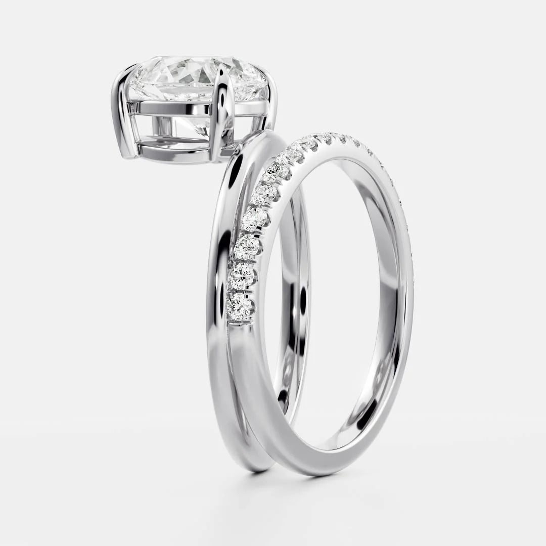 Pear Cut Lab-Grown Diamond Solitaire Engagement Ring with Dome Band