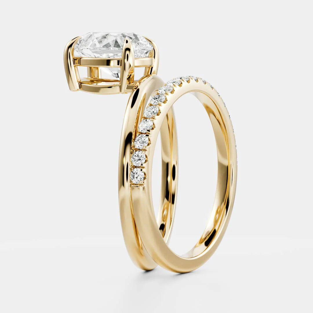 Pear Cut Lab-Grown Diamond Solitaire Engagement Ring with Dome Band