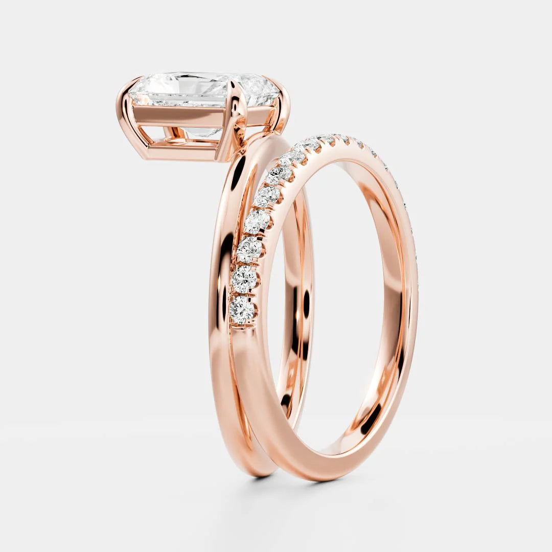 Radiant Cut Lab-Grown Diamond Solitaire Engagement Ring with Dome Band