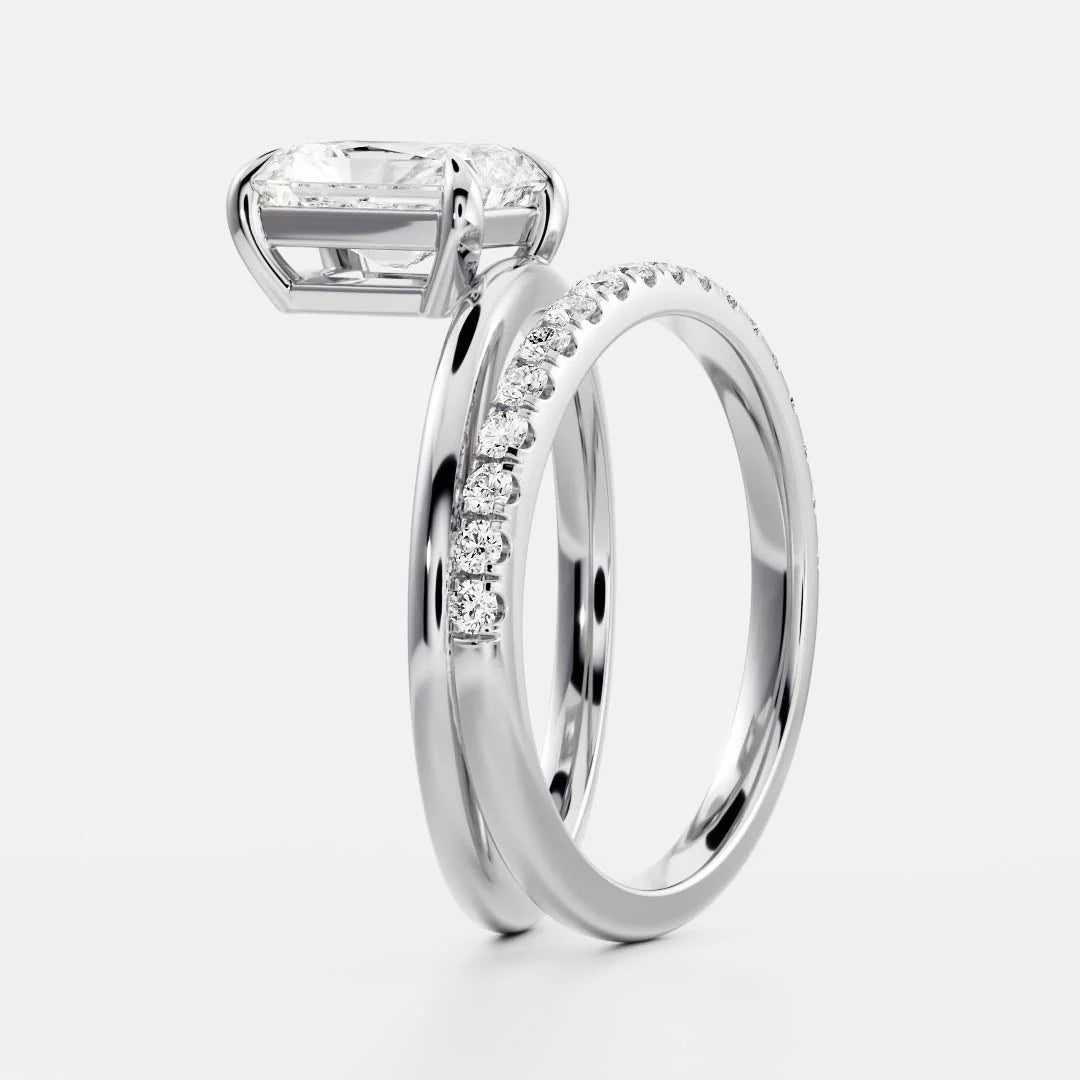 Radiant Cut Lab-Grown Diamond Solitaire Engagement Ring with Dome Band