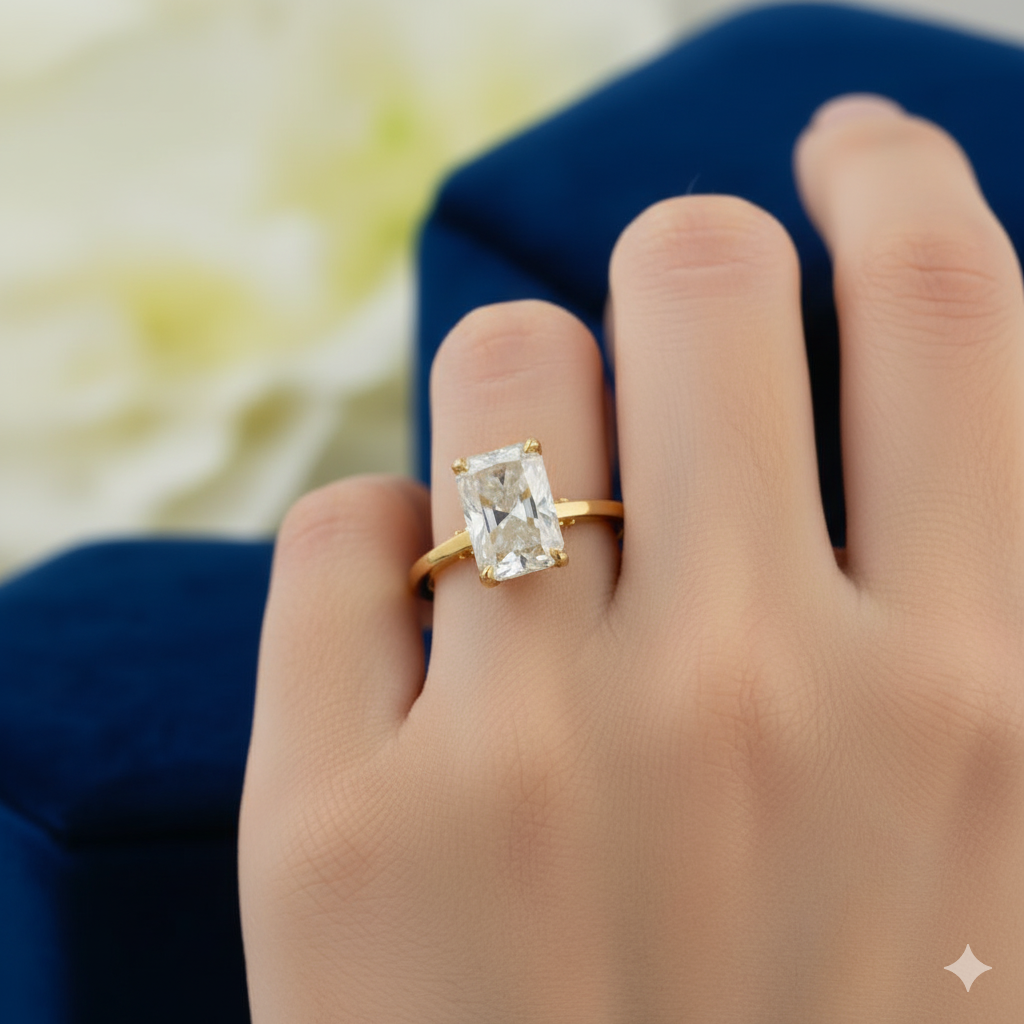 4.15 CT Radiant Cut Lab Grown Diamond Engagement Ring