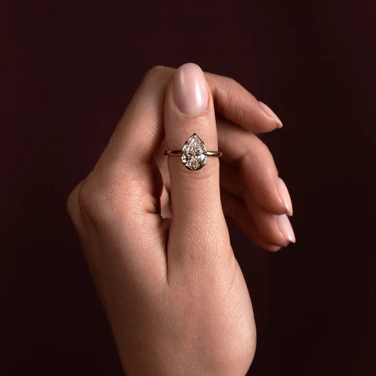 Pear Shaped Lab-Grown Diamond Bezel & Claw Prong Engagement Ring