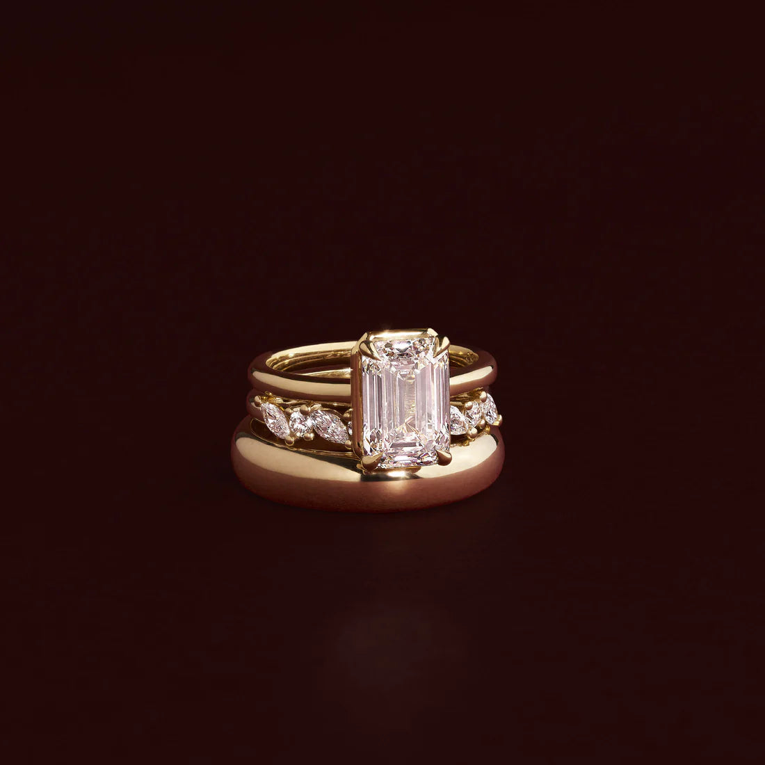 Emerald Cut Lab-Grown Diamond Bezel & Claw Prong Engagement Ring