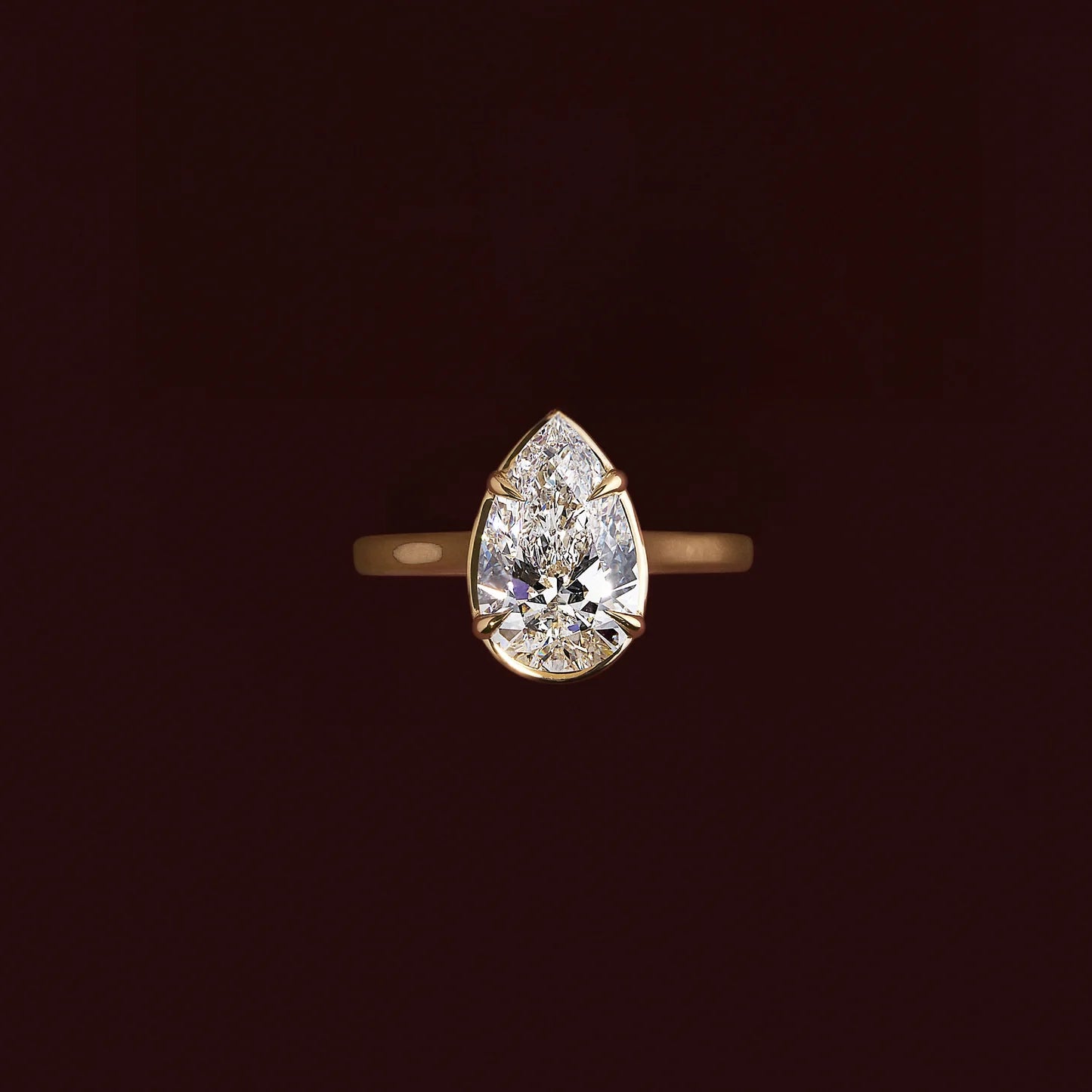 Pear Shaped Lab-Grown Diamond Bezel & 4-Prong Engagement Ring