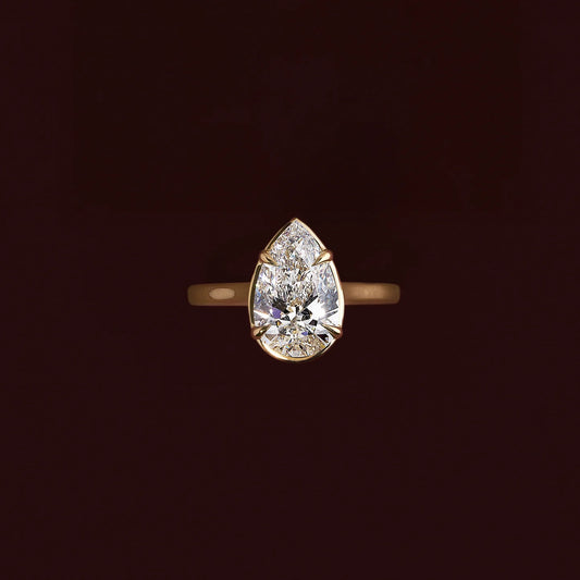 Pear Shaped Lab-Grown Diamond Bezel & 4-Prong Engagement Ring