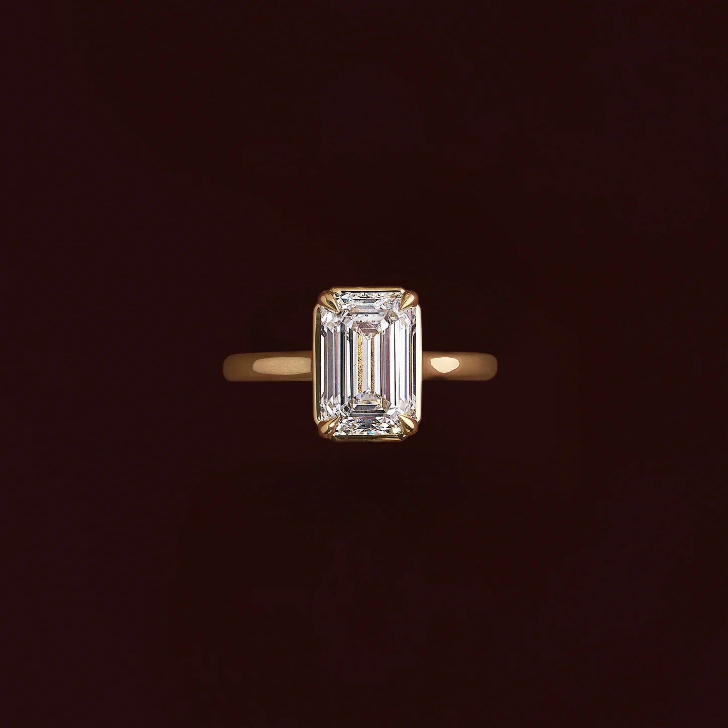 Emerald Cut Lab-Grown Diamond Bezel & Claw Prong Engagement Ring