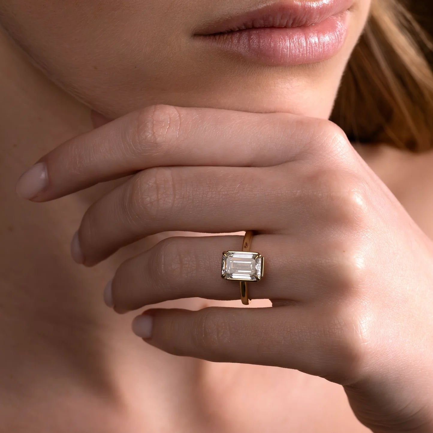 Emerald Cut Lab-Grown Diamond Bezel & Claw Prong Engagement Ring