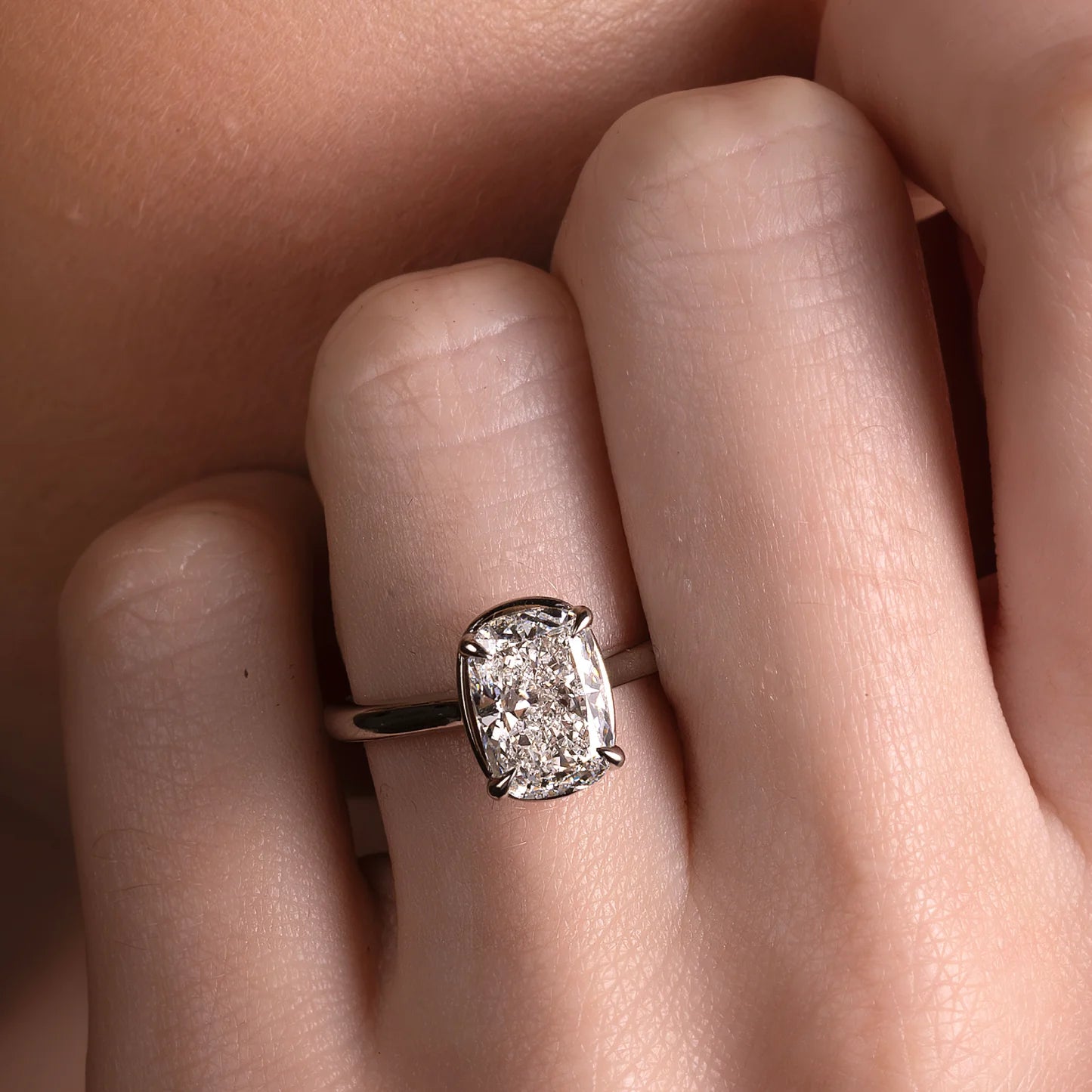Cushion Cut Lab-Grown Diamond Bezel & 4-Prong Engagement Ring