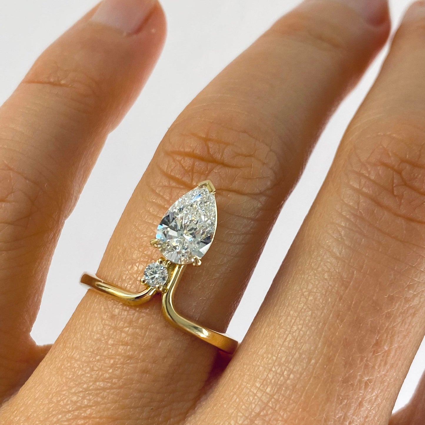Pear Lab-Grown Diamond Crown Split Band Engagement Ring