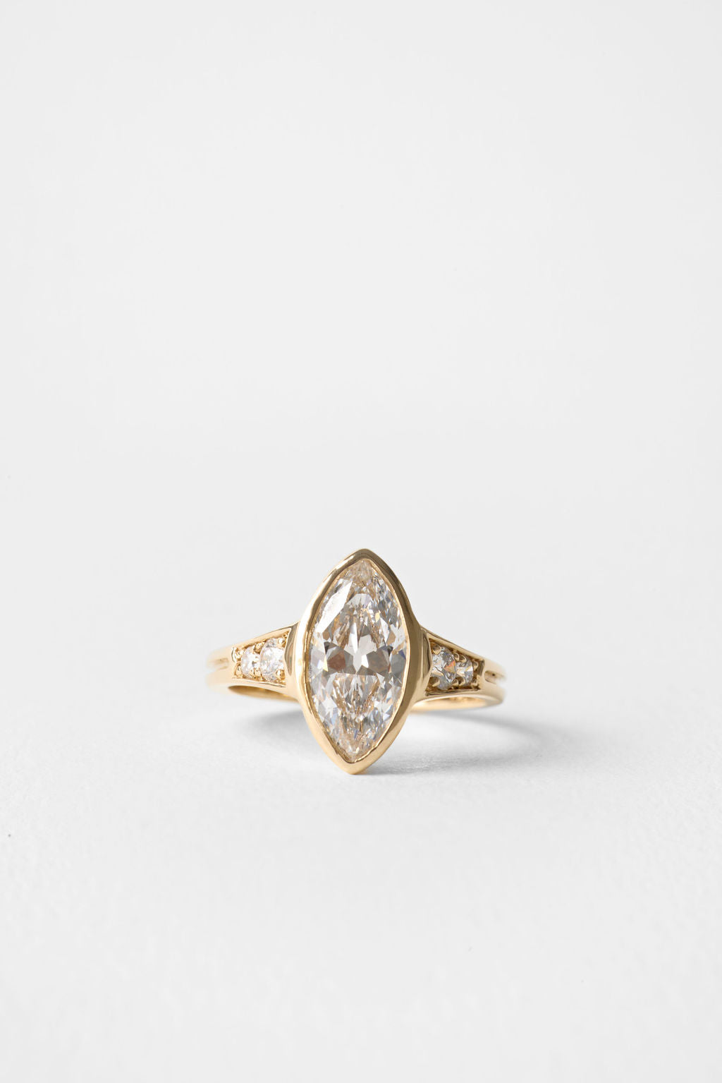 Marquise Lab-Grown Diamond Bezel Pavé Shoulder Engagement Ring