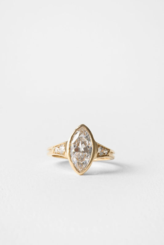 Marquise Lab-Grown Diamond Bezel Pavé Shoulder Engagement Ring