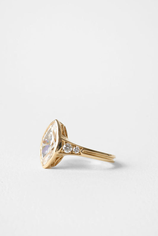 Marquise Lab-Grown Diamond Bezel Pavé Shoulder Engagement Ring