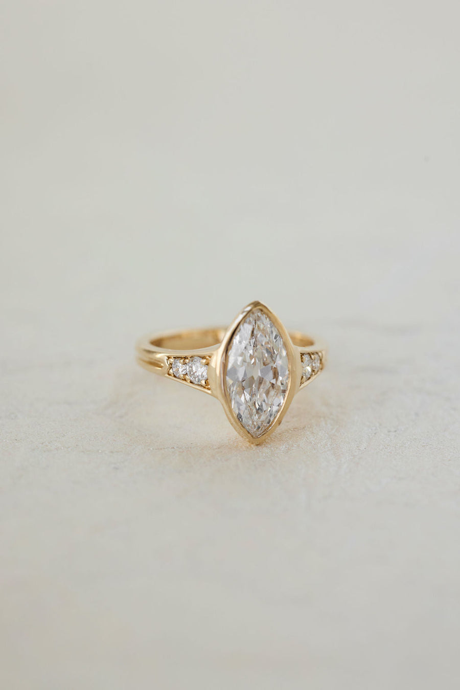 Marquise Lab-Grown Diamond Bezel Pavé Shoulder Engagement Ring