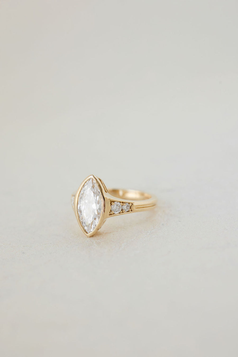 Marquise Lab-Grown Diamond Bezel Pavé Shoulder Engagement Ring