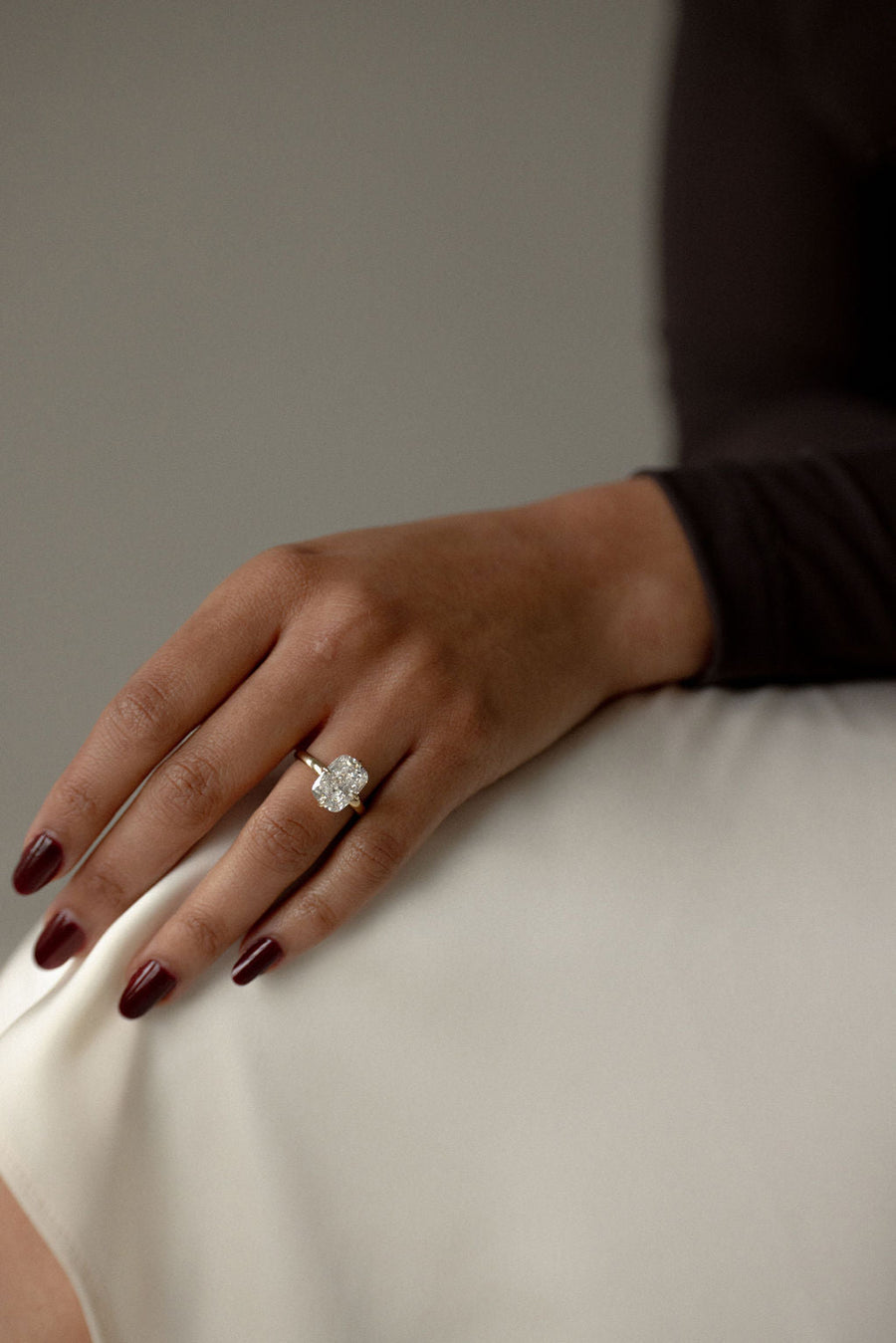 Cushion Lab-Grown Diamond Matte Band Solitaire Engagement Ring