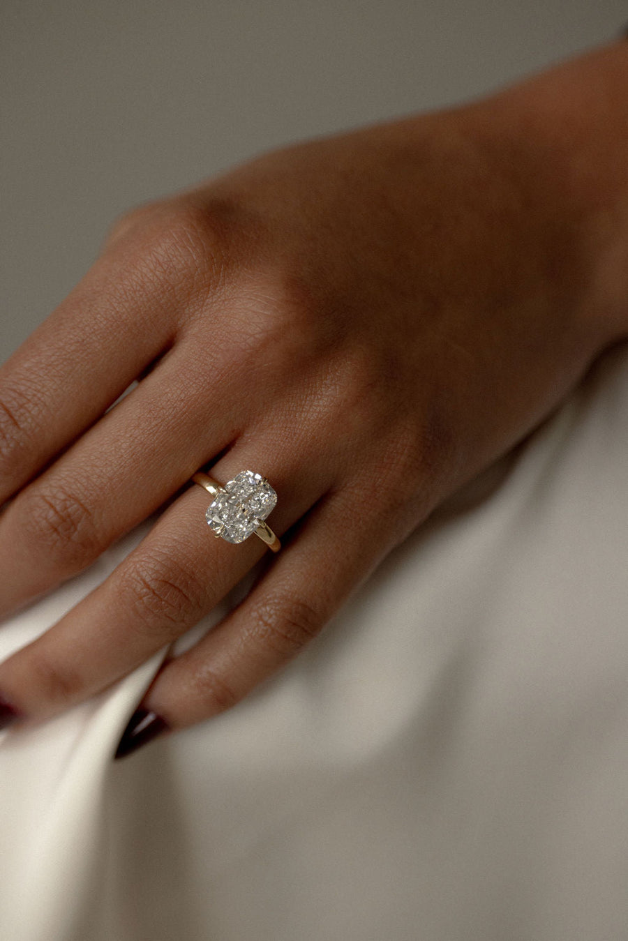 Cushion Lab-Grown Diamond Matte Band Solitaire Engagement Ring