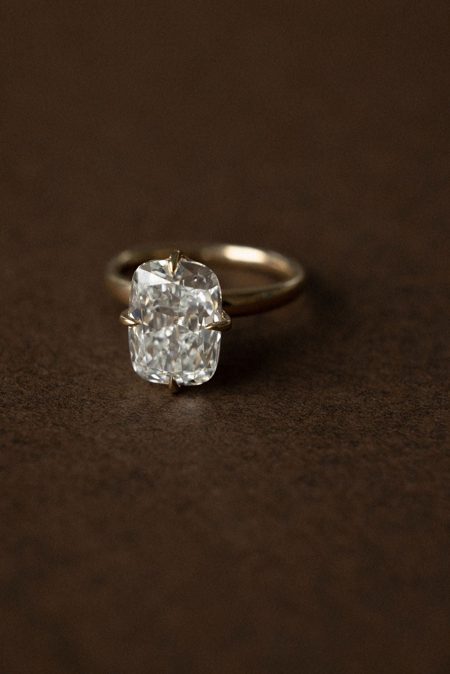 Cushion Lab-Grown Diamond Matte Band Solitaire Engagement Ring