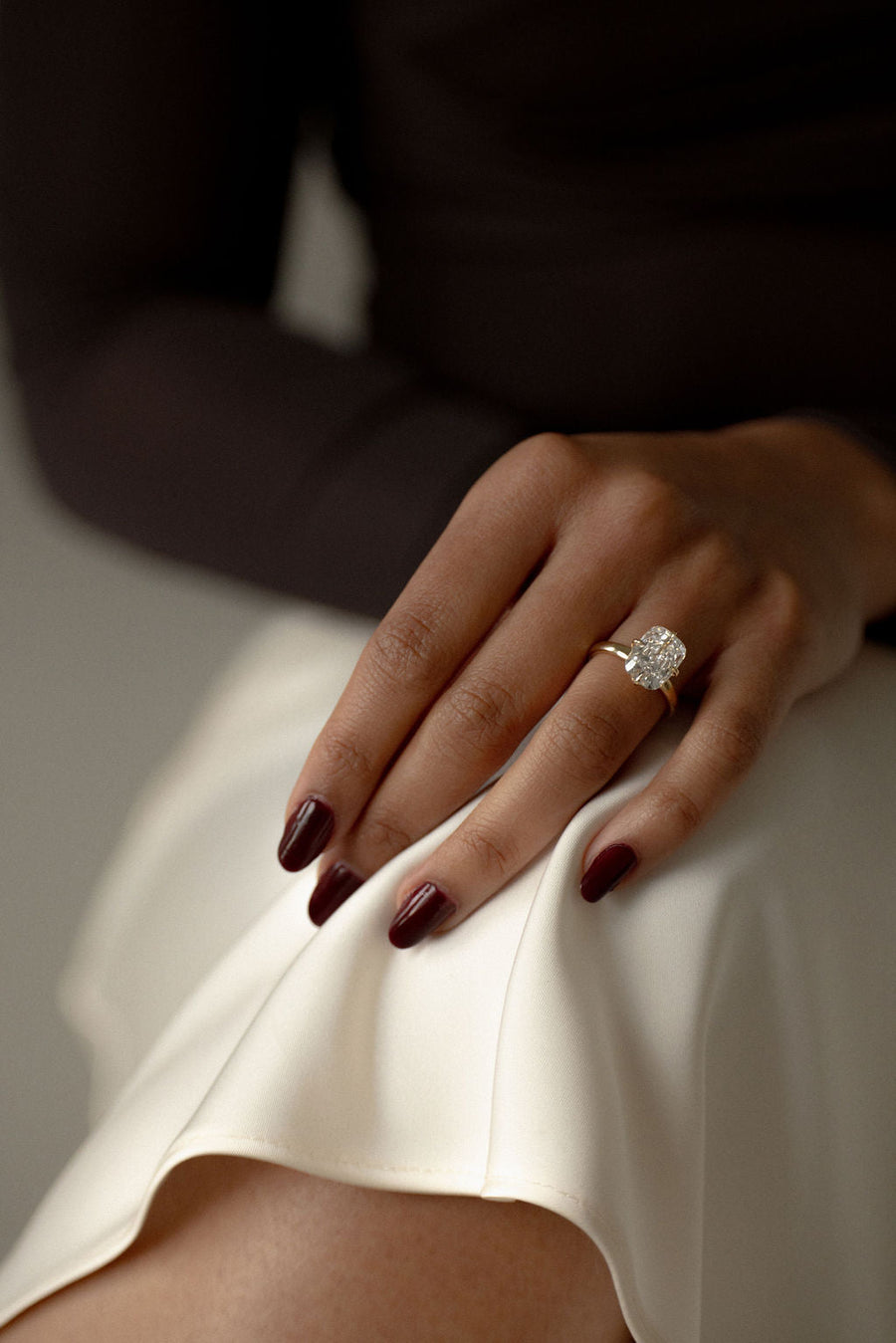 Cushion Lab-Grown Diamond Matte Band Solitaire Engagement Ring