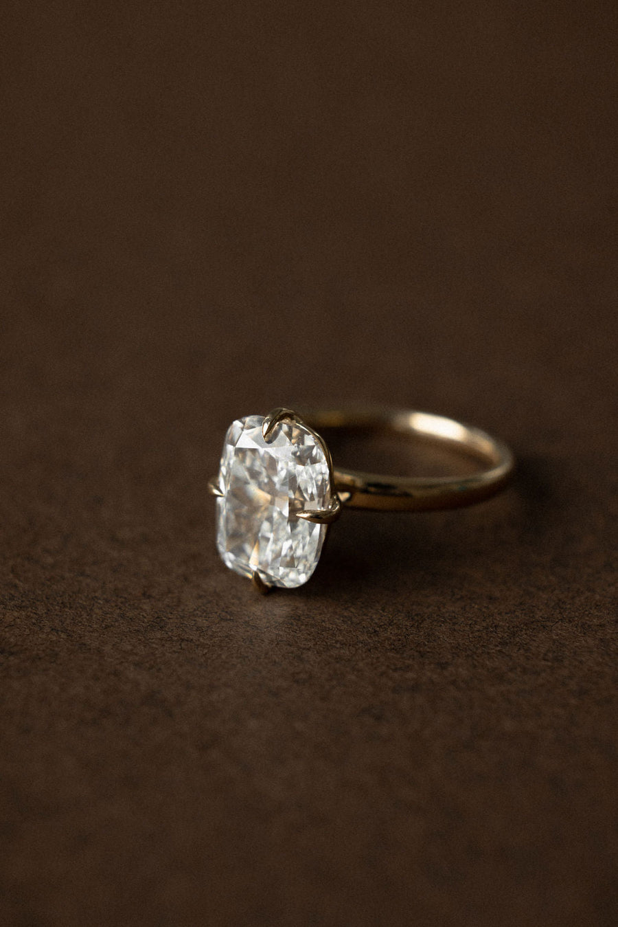 Cushion Lab-Grown Diamond Matte Band Solitaire Engagement Ring