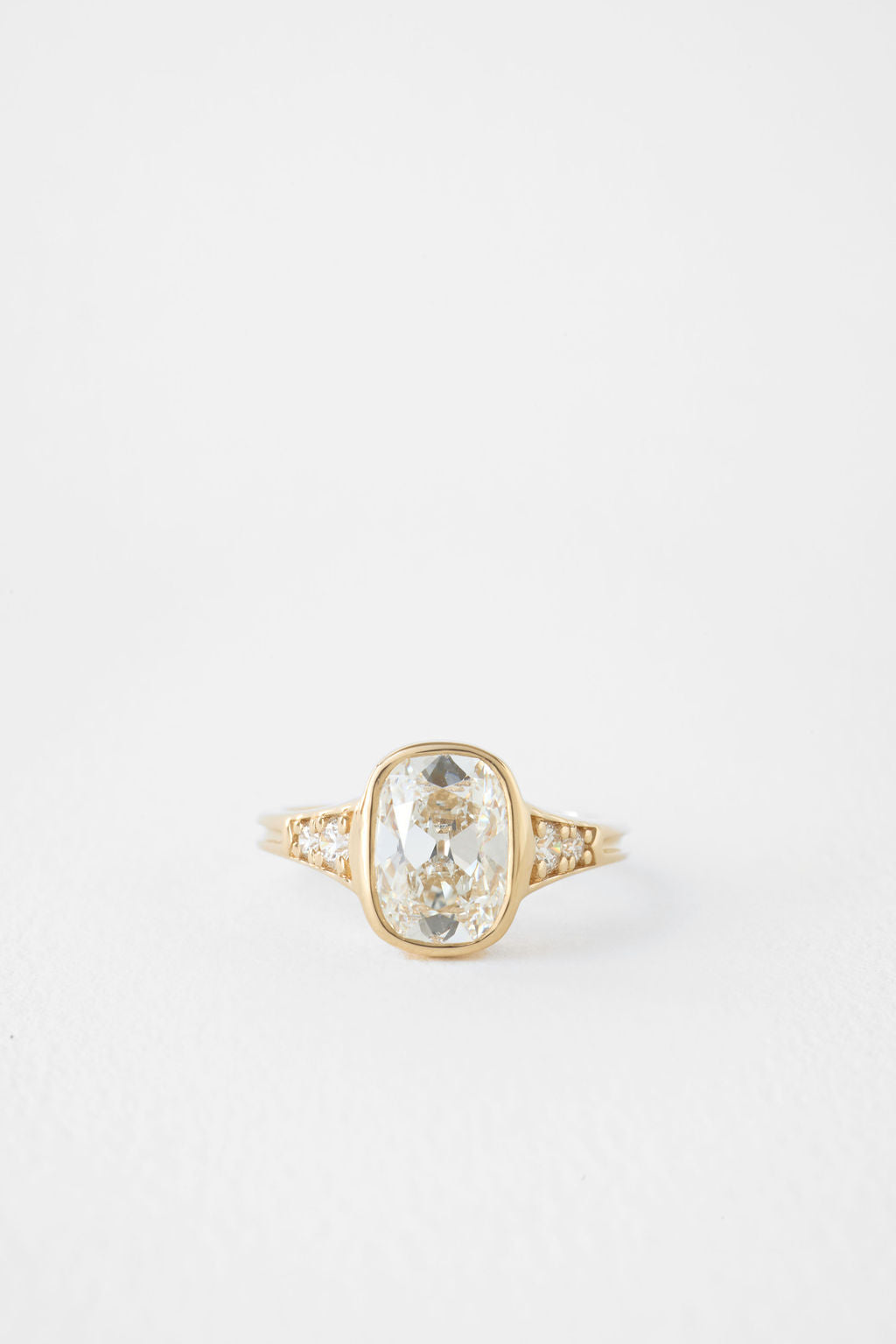 Cushion Lab-Grown Diamond Bezel Vintage Shoulder Engagement Ring