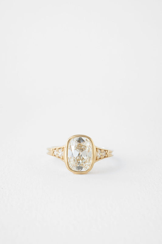 Cushion Lab-Grown Diamond Bezel Vintage Shoulder Engagement Ring