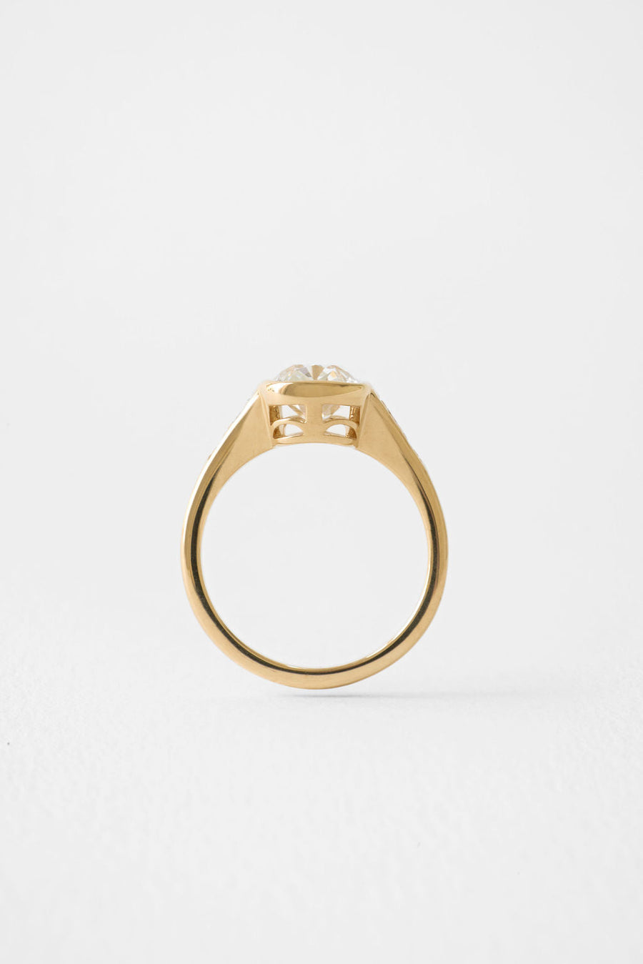 Cushion Lab-Grown Diamond Bezel Vintage Shoulder Engagement Ring
