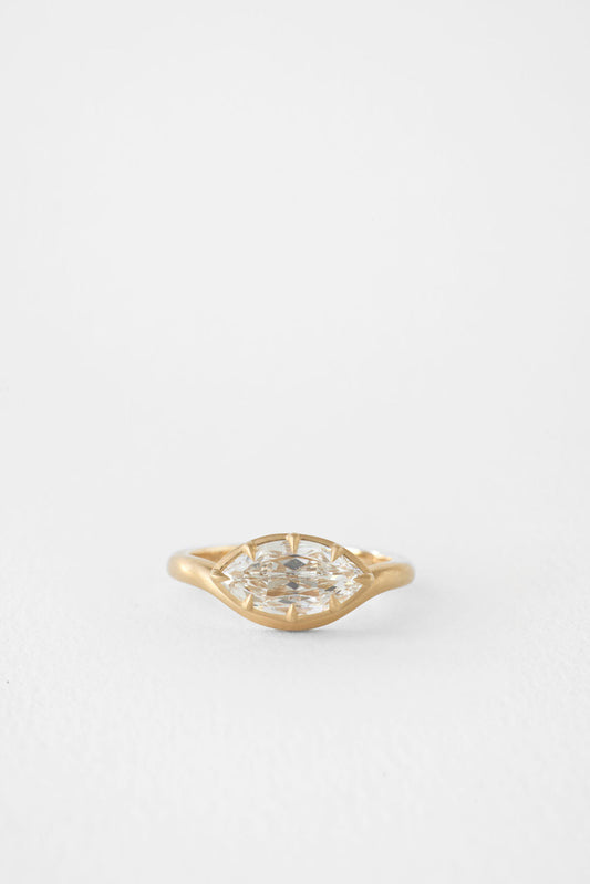 East-West Marquise Lab-Grown Diamond Signet Bezel Engagement Ring