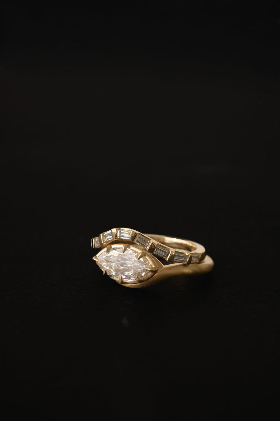 East-West Marquise Lab-Grown Diamond Signet Bezel Engagement Ring