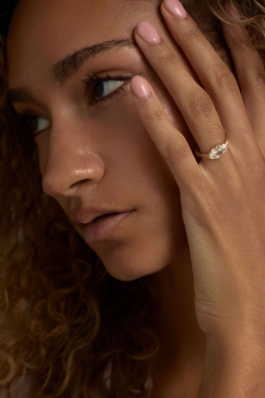 East-West Marquise Lab-Grown Diamond Signet Bezel Engagement Ring