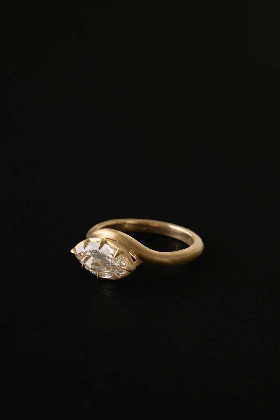 East-West Marquise Lab-Grown Diamond Signet Bezel Engagement Ring