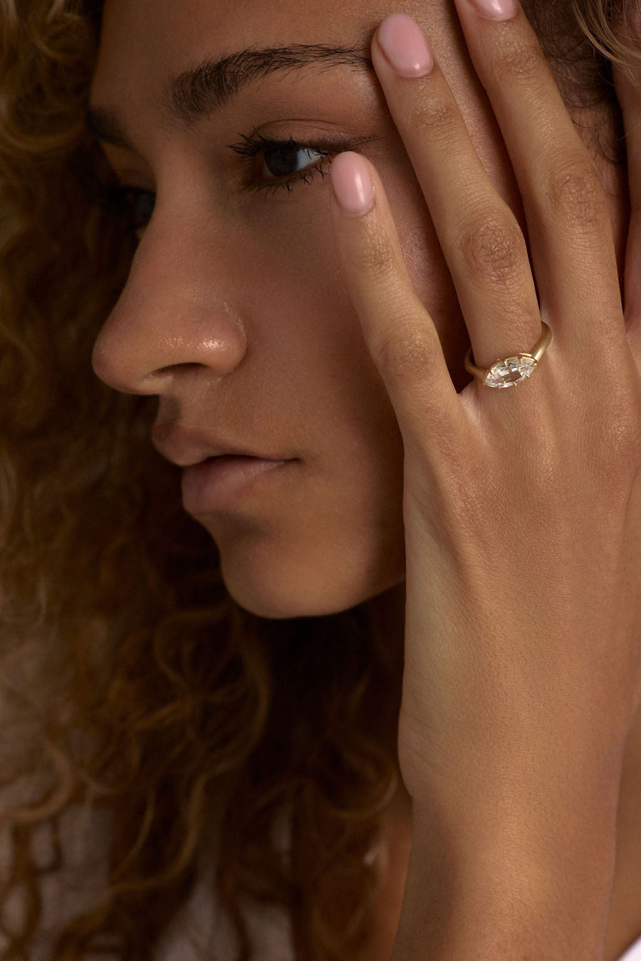 East-West Marquise Lab-Grown Diamond Signet Bezel Engagement Ring