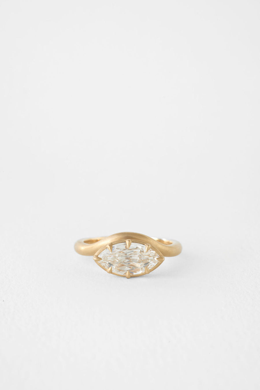 East-West Marquise Lab-Grown Diamond Signet Bezel Engagement Ring