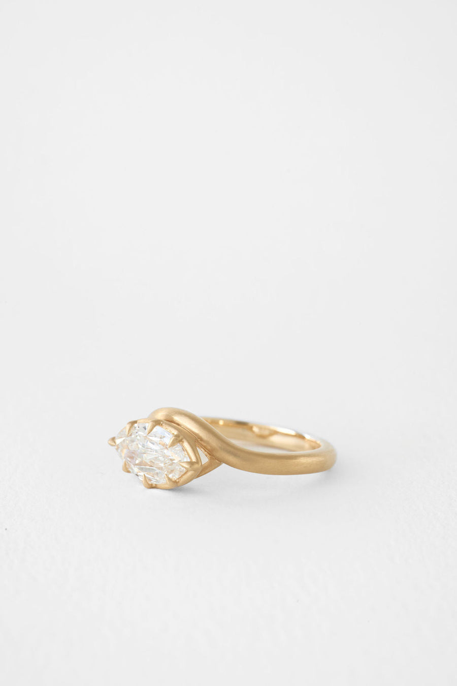 East-West Marquise Lab-Grown Diamond Signet Bezel Engagement Ring