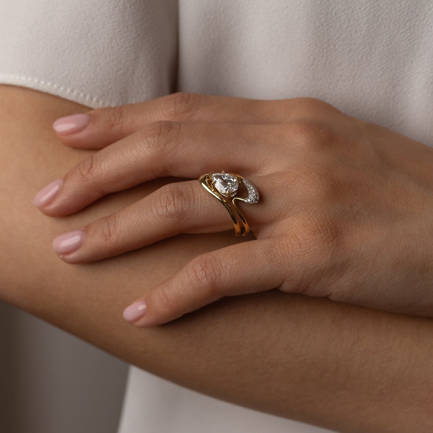 Pear Lab-Grown Diamond Sculpted Wrap Engagement Ring
