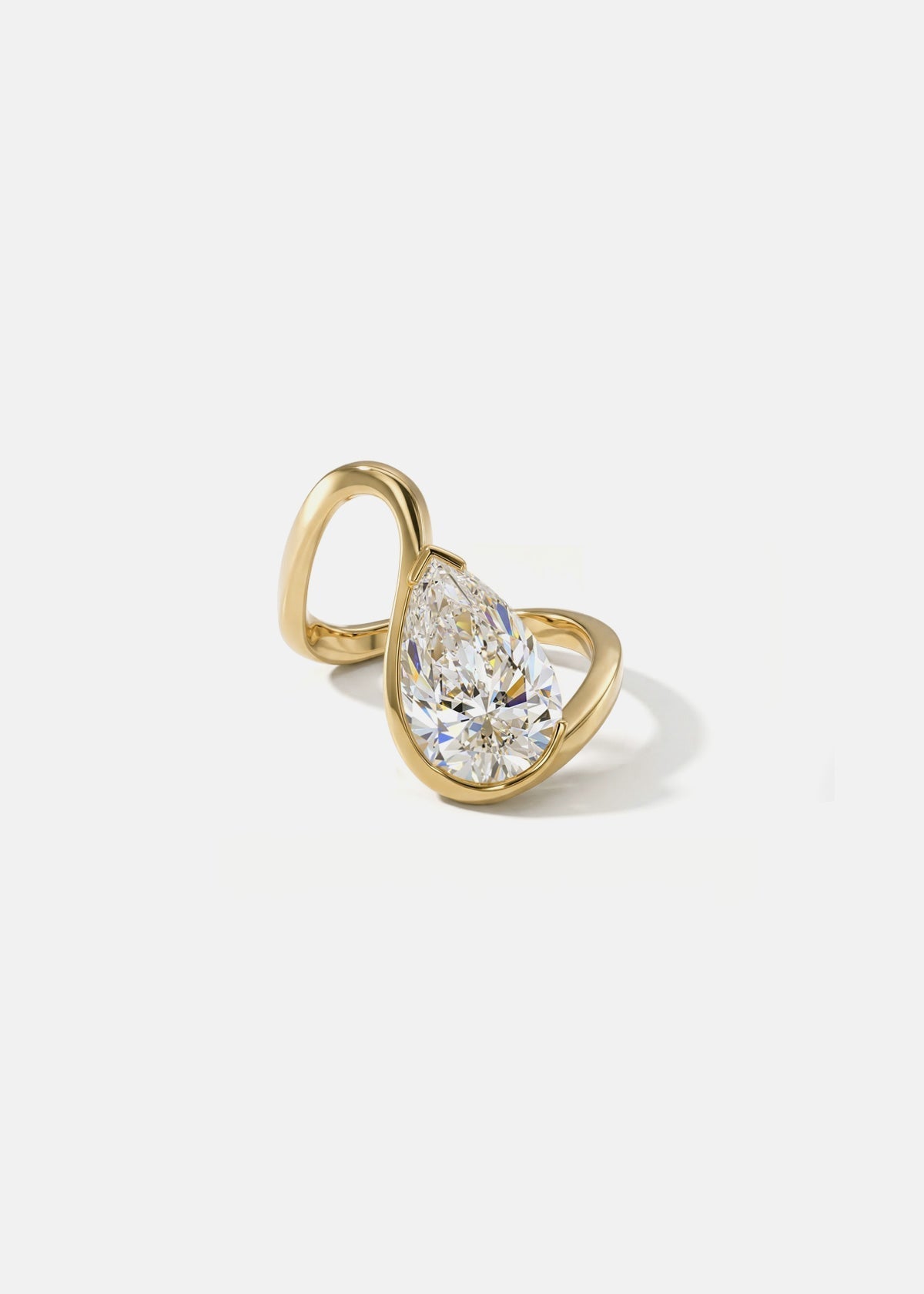 Pear Lab Grown Diamond Open Loop Bezel Engagement Ring – Sculptural Wrap Band