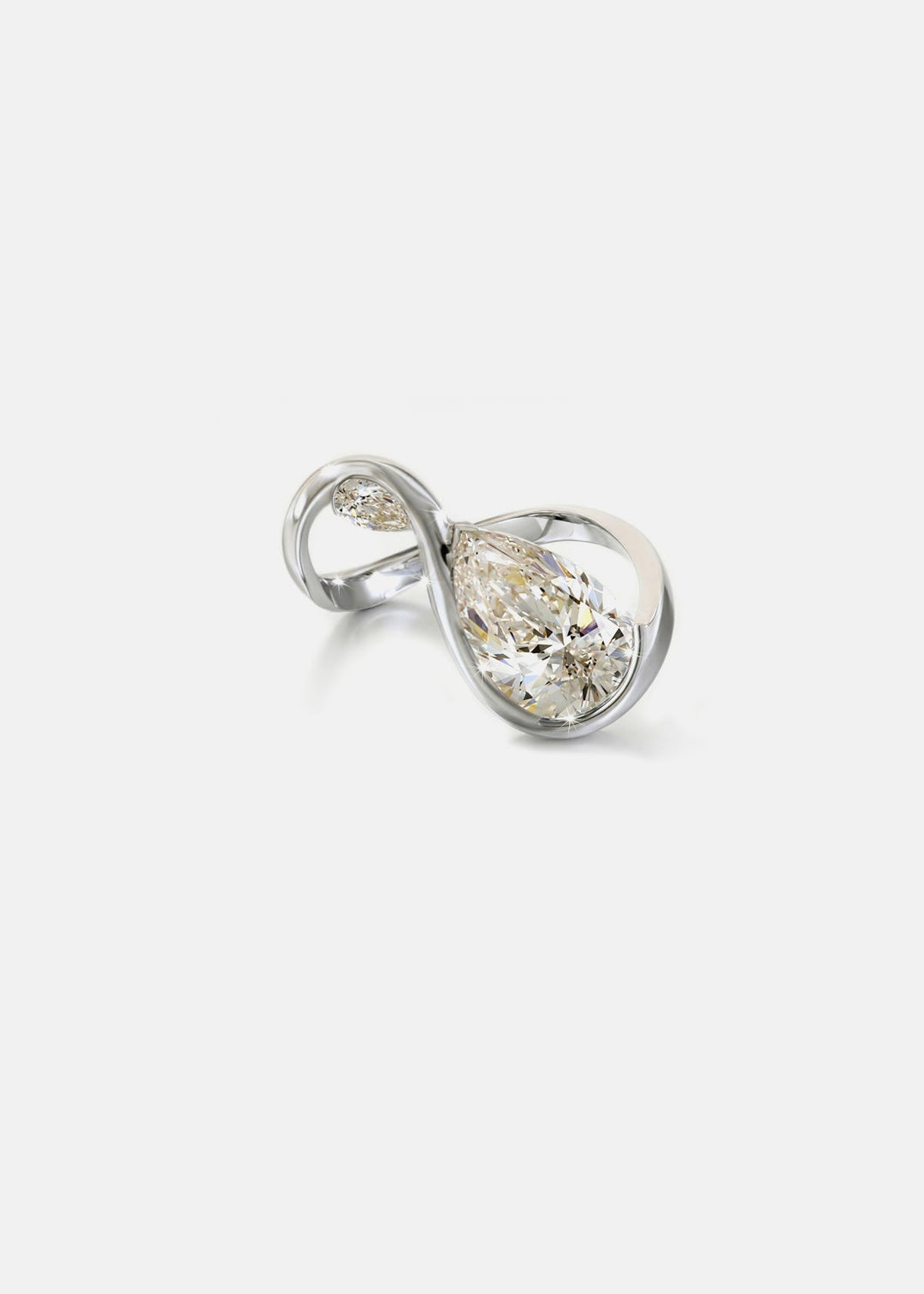 Pear Lab Grown Diamond Infinity Loop Bezel Ring with Pear Accent Stone