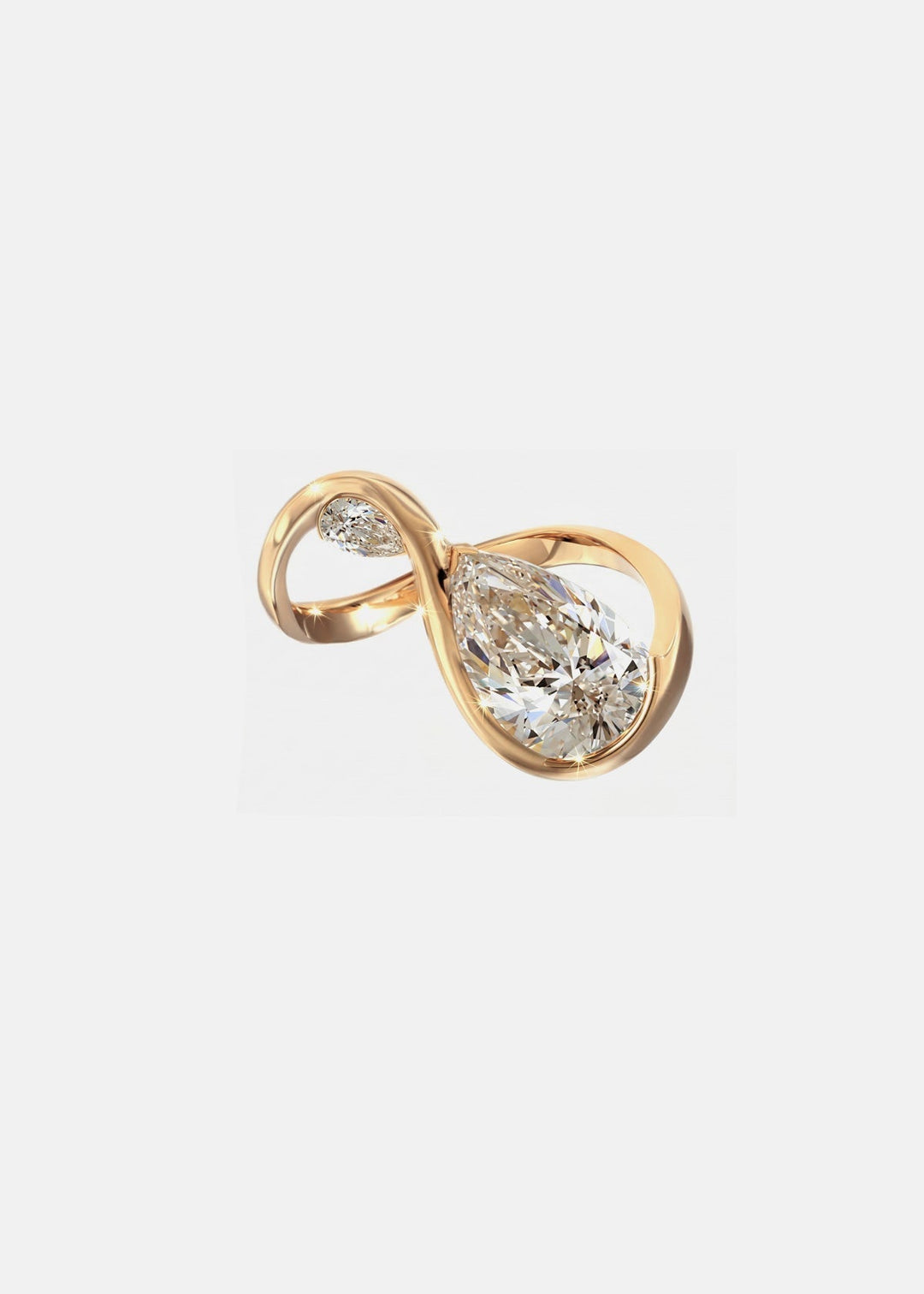 Pear Lab Grown Diamond Infinity Loop Bezel Ring with Pear Accent Stone